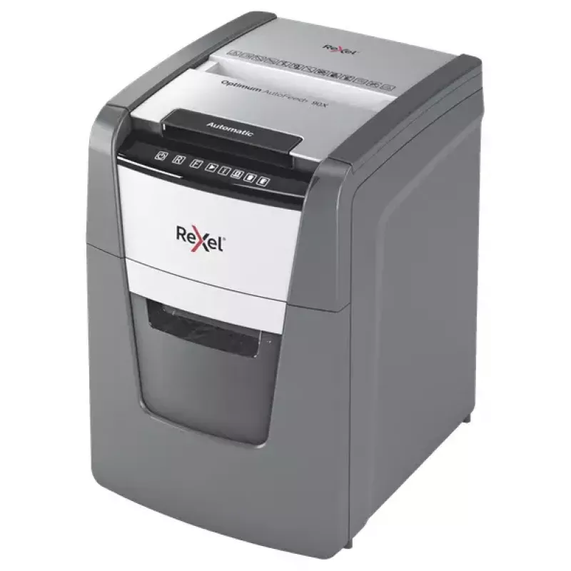 Rexel AutoFeed+ 90X popieriaus smulkintuvas Kryžminis smulkinimas 55 dB Juoda, Pilka
