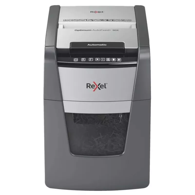 Rexel AutoFeed+ 90X popieriaus smulkintuvas Kryžminis smulkinimas 55 dB Juoda, Pilka