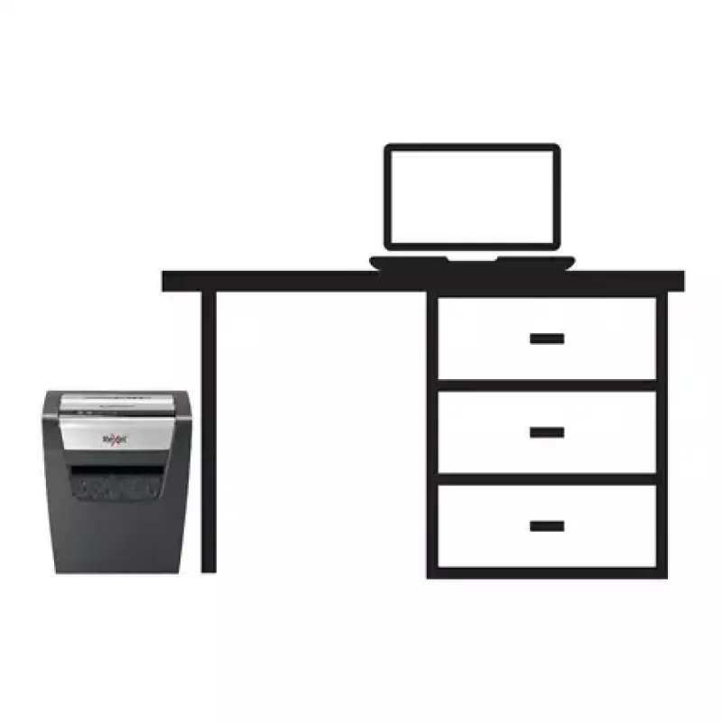 Popieriaus smulkintuvas REXEL Momentum X410 — dalelių pjūvis P-4, 4 x 28 mm, 10 lapų talpa, 23 l krepšys, apsauga nuo užstrigimo
