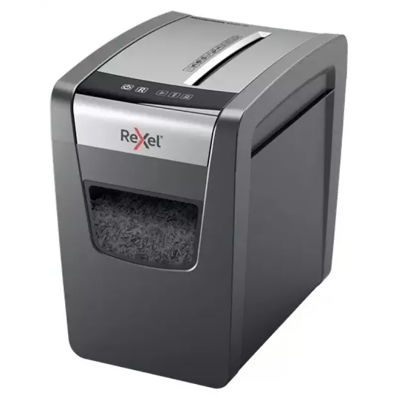 Smulkintuvas REXEL Momentum X312-SL — dalelių pjaustymas 5 x 42 mm, 12 lapų talpa, 23 L krepšys, mygtukų valdymas
