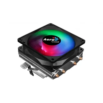 CPU aušintuvas AEROCOOL Air Frost 4 — 4 šilumvamzdžiai, 90 mm ventiliatorius, TDP 125 W, aliuminio briaunos, juodas