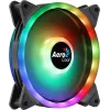 Aerocool DUO14 PC ventiliatorius 14cm ARGB LED dvigubas žiedas antivibracinis 6 kaiščių juodas
