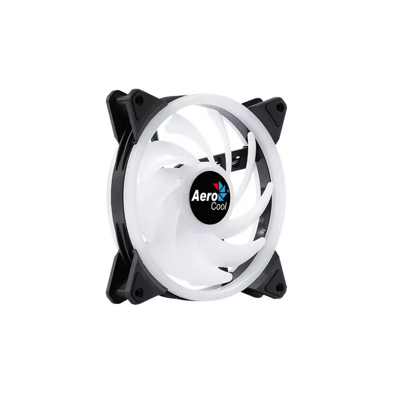 Aerocool DUO14 PC ventiliatorius 14cm ARGB LED dvigubas žiedas antivibracinis 6 kaiščių juodas