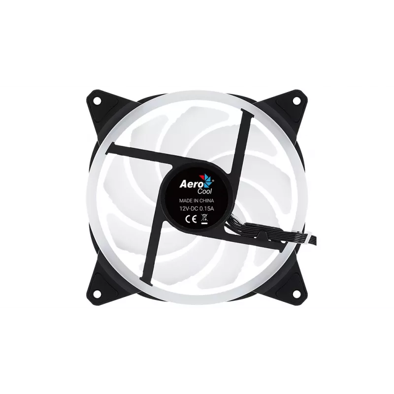 Aerocool DUO14 PC ventiliatorius 14cm ARGB LED dvigubas žiedas antivibracinis 6 kaiščių juodas