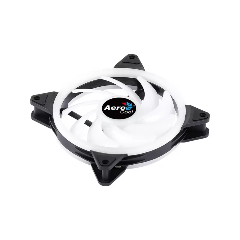 Aerocool DUO14 PC ventiliatorius 14cm ARGB LED dvigubas žiedas antivibracinis 6 kaiščių juodas