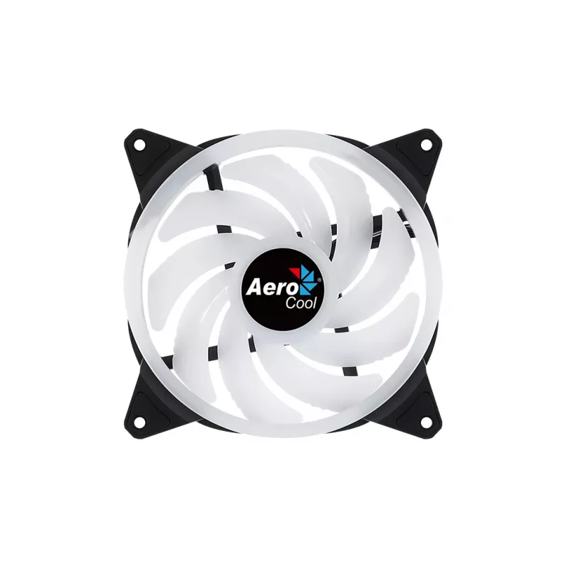 Aerocool DUO14 PC ventiliatorius 14cm ARGB LED dvigubas žiedas antivibracinis 6 kaiščių juodas