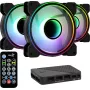 Aerocool MIRAGE12PRO rinkinys 3x ventiliatorius PC 12cm ARGB 6 kontaktų stebulė tylus juodas