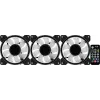 Aerocool MIRAGE12PRO rinkinys 3x ventiliatorius PC 12cm ARGB 6 kontaktų stebulė tylus juodas