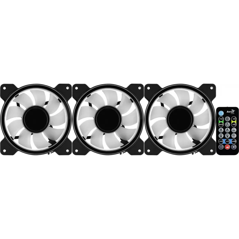Aerocool MIRAGE12PRO rinkinys 3x ventiliatorius PC 12cm ARGB 6 kontaktų stebulė tylus juodas
