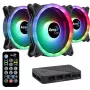 Aerocool DUO12PRO rinkinys 3x ventiliatorius 12 cm ARGB LED dvigubas žiedas antivibracinis 6 kontaktų, juodas