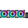 Aerocool DUO12PRO rinkinys 3x ventiliatorius 12 cm ARGB LED dvigubas žiedas antivibracinis 6 kontaktų, juodas