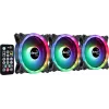 Aerocool DUO12PRO rinkinys 3x ventiliatorius 12 cm ARGB LED dvigubas žiedas antivibracinis 6 kontaktų, juodas