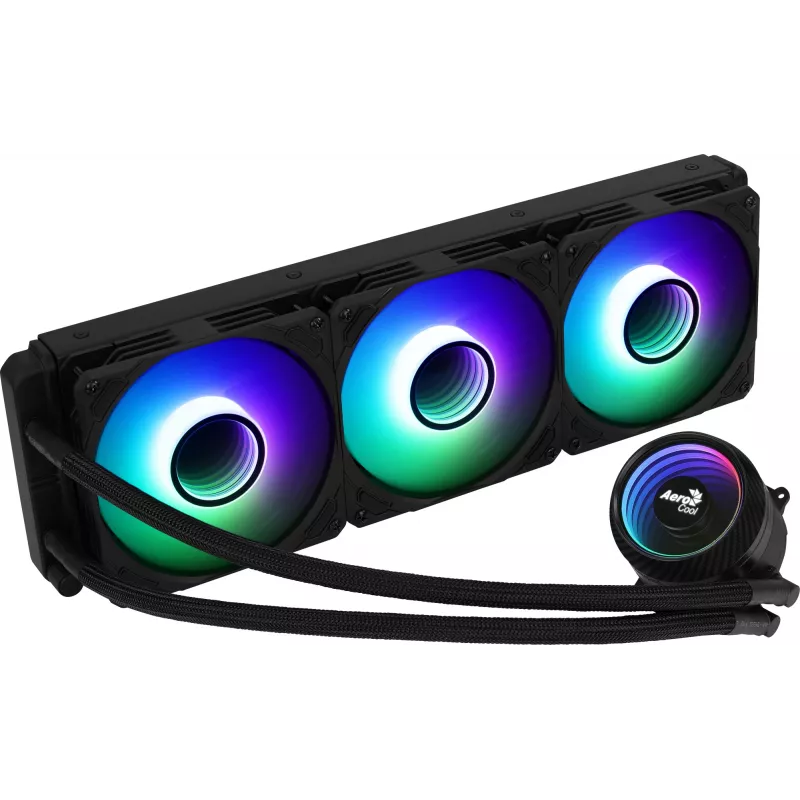 Aerocool MIRAGEL360 skysto CPU aušinimo sistema 3x12cm ARGB ventiliatorius TDP 550W juoda