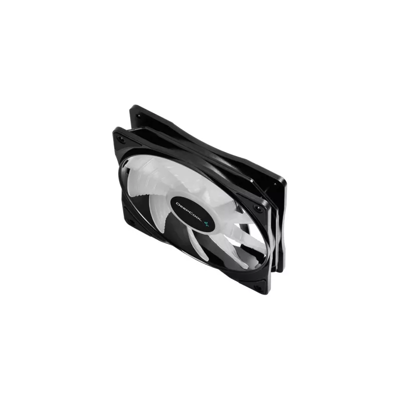120 mm korpuso ventiliatorius DeepCool RF120 — balta/juoda, 120×25 mm, 4 kontaktų PWM, RGB LED, hidrodinaminis guolis