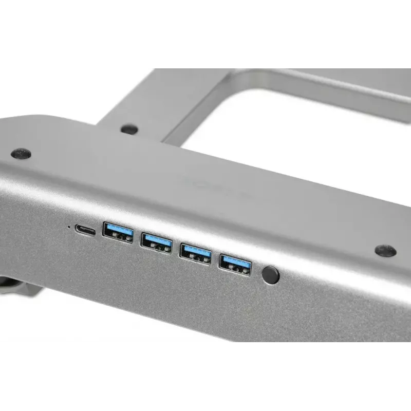 Nešiojamojo kompiuterio aušinimo stovas IBOX NC06 iki 17,3 colio – aliuminis, reguliuojamas aukštis, 4 USB prievadai, tylūs ventiliatoriai