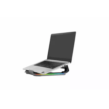 Nešiojamojo kompiuterio aušinimo stovas IBOX NC06 iki 17,3 colio – aliuminis, reguliuojamas aukštis, 4 USB prievadai, tylūs ventiliatoriai