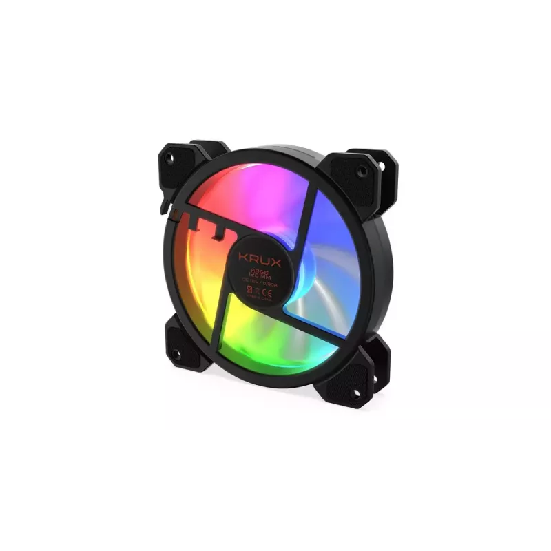Korpuso ventiliatorius KRUX KRX0067 120 mm ARGB LUNAR 120, 1200 aps./min., hidraulinis guolis, 12 V, 5 V LED, 3 kontaktų jungtis, antivibracinis