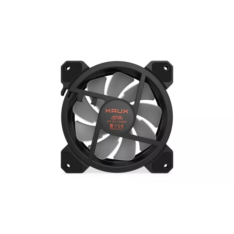Korpuso ventiliatorius KRUX KRX0067 120 mm ARGB LUNAR 120, 1200 aps./min., hidraulinis guolis, 12 V, 5 V LED, 3 kontaktų jungtis, antivibracinis