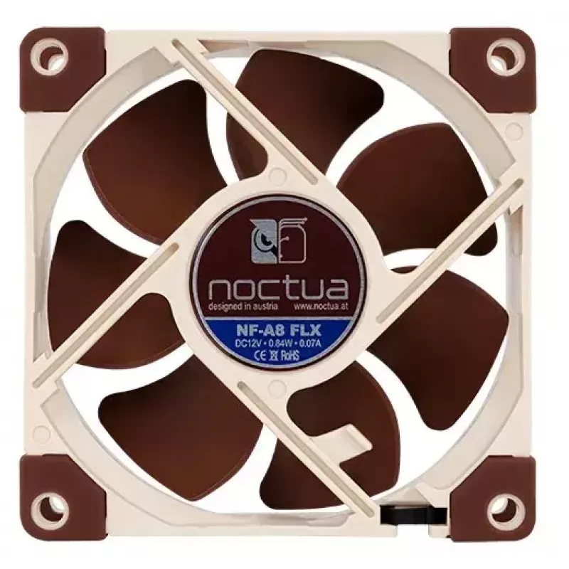 Korpuso ventiliatorius Noctua NF-A8 FLX 80 mm, 12 V, 2000 RPM, 50,4 m³/h, 0,84 W, 25 mm aukštis