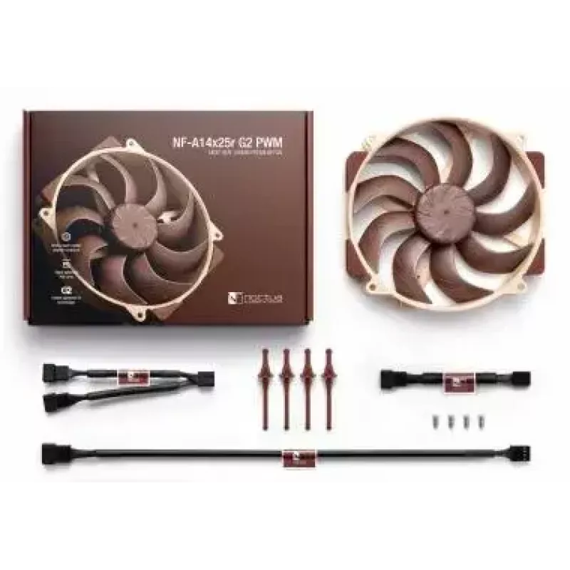 Korpuso ventiliatorius Noctua NF-A14x25r G2 PWM 140 mm, 1250–1500 RPM, 155.6 m³/h, 19.7–24.8 dB, 12 V, 4 kontaktų