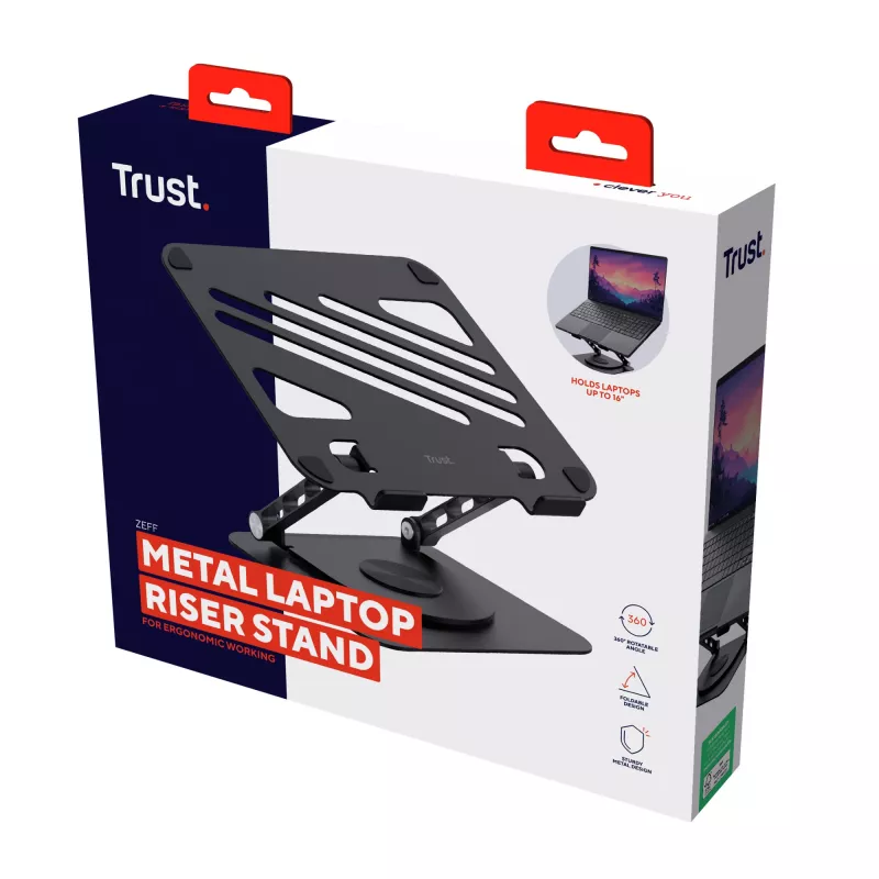 Trust Zeff nešiojamojo kompiuterio stovas Juoda 40.6 cm (16 col.)