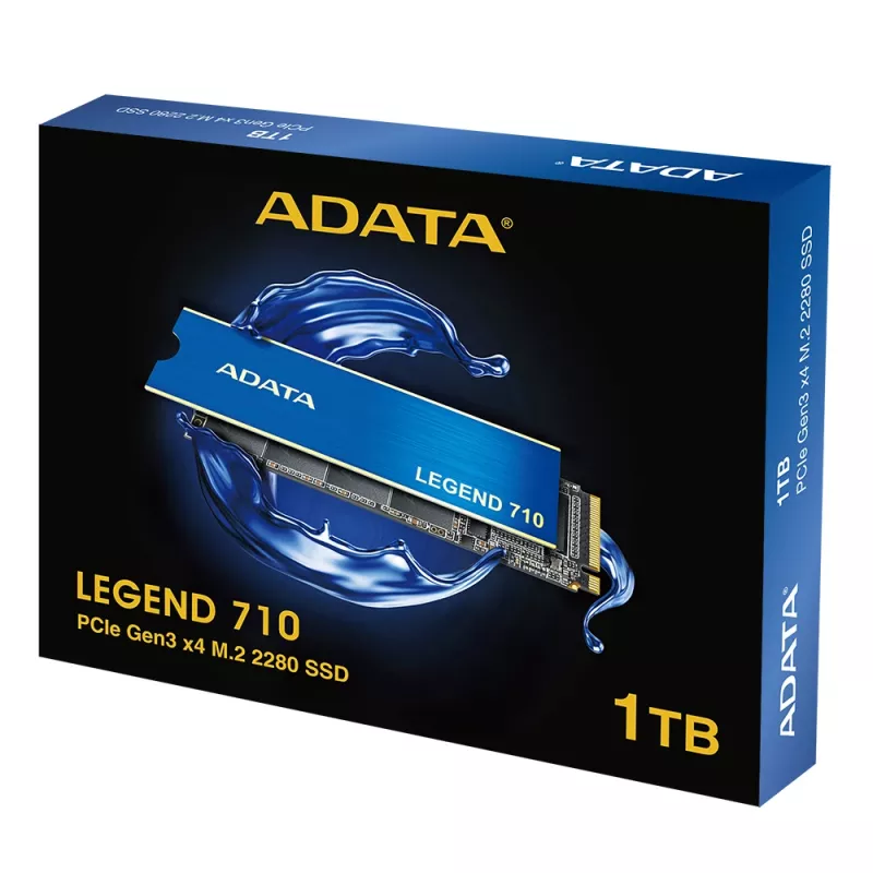SSD M.2 ADATA LEGEND 710 1 TB PCIe 3.0 NVMe — 2400 MB/s skaitymas, 1800 MB/s rašymas, 3D NAND, 2280