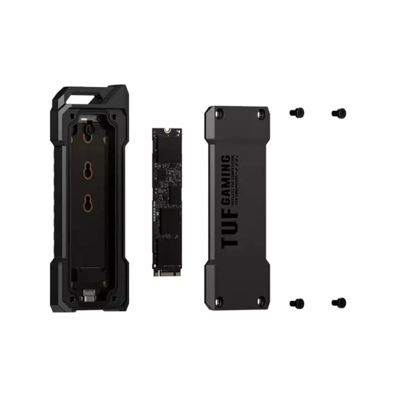 SSD enclosure ASUS ESD-T1A/BLK/G/AS — M.2 (SATA/PCIe) single-bay, USB-C 3.2 Gen2, 10 Gbit/s, Juoda, key lock