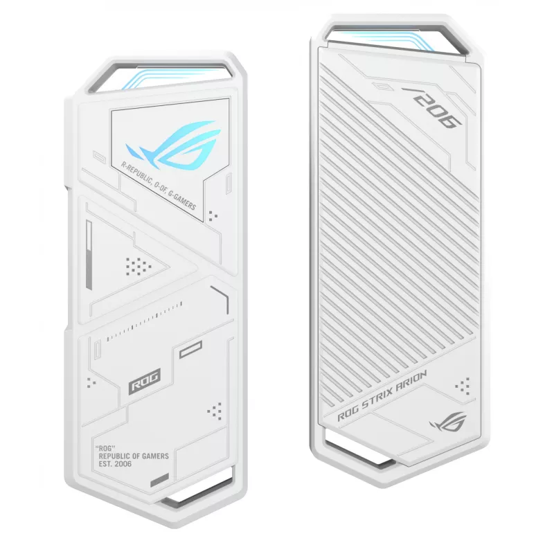 SSD korpusas ASUS ROG Strix Arion White Edition — M.2 PCIe, USB Type-C 10 Gb/s, vienam diskui