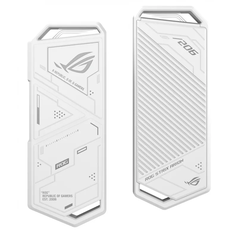 SSD korpusas ASUS ROG Strix Arion White Edition — M.2 PCIe, USB Type-C 10 Gb/s, vienam diskui