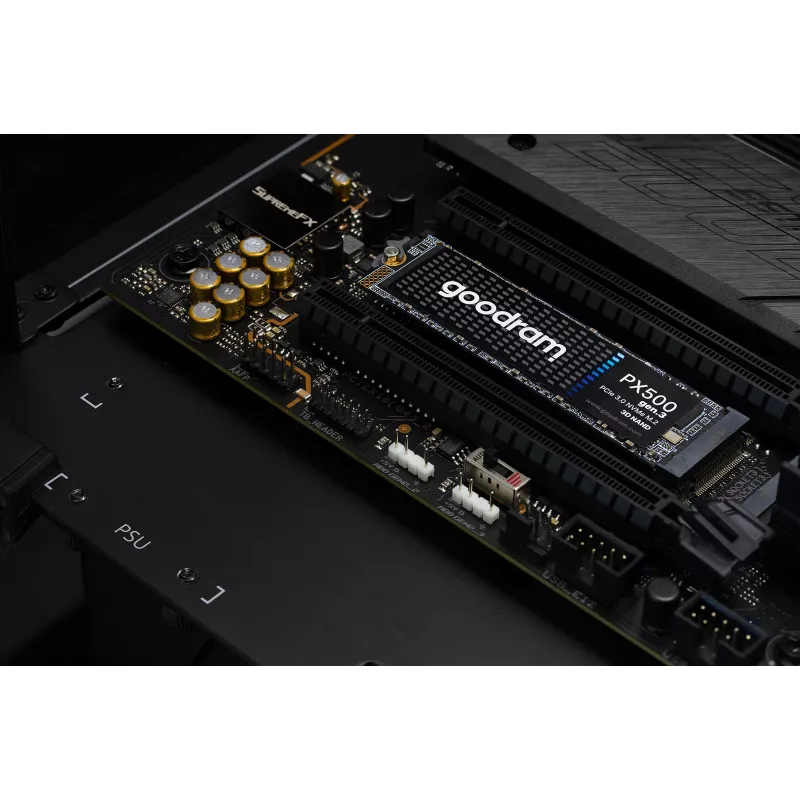 Vidinis SSD GOODRAM PX500 GEN.3 M.2 1 TB — PCIe 3.0 NVMe, skaitymo greitis 3300 MB/s, rašymo greitis 2700 MB/s, 2280