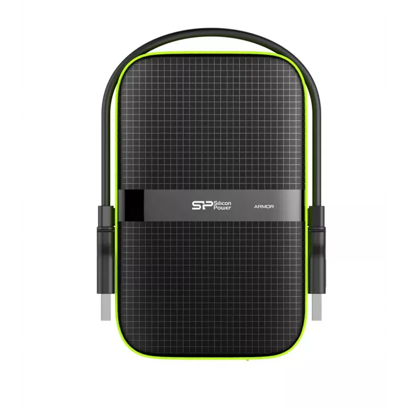 Išorinis HDD “Silicon Power Armor A60” 1 TB 2,5 colio USB 3.2 Gen 1, atsparus smūgiams, AES-256, juodas