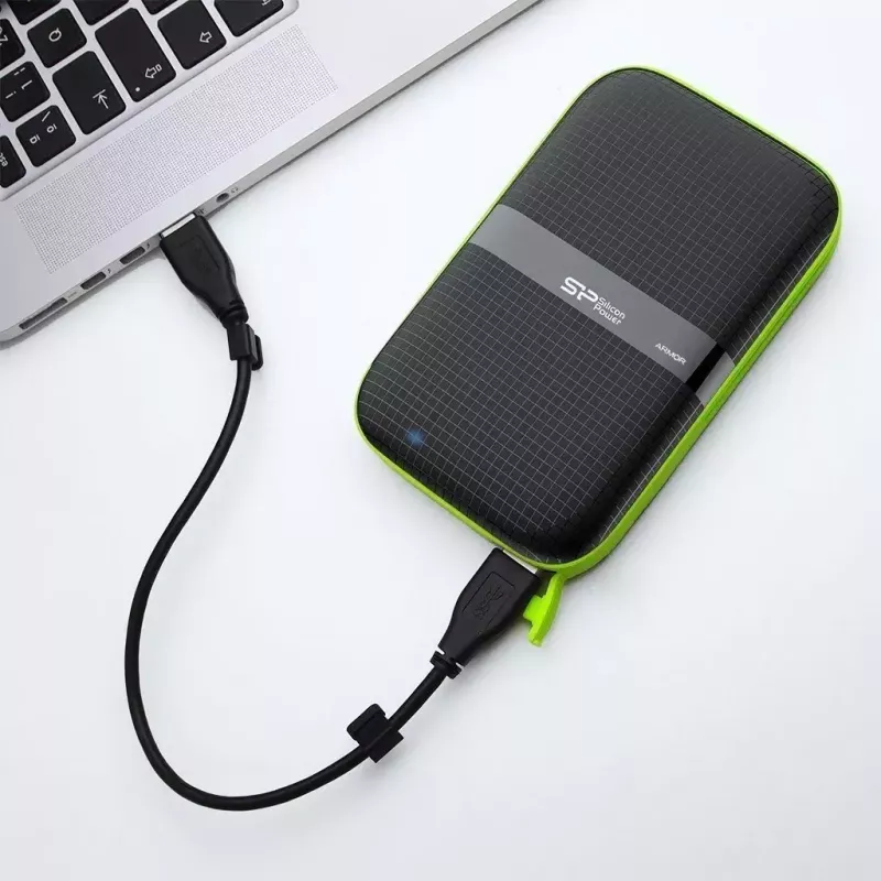 Išorinis HDD “Silicon Power Armor A60” 1 TB 2,5 colio USB 3.2 Gen 1, atsparus smūgiams, AES-256, juodas
