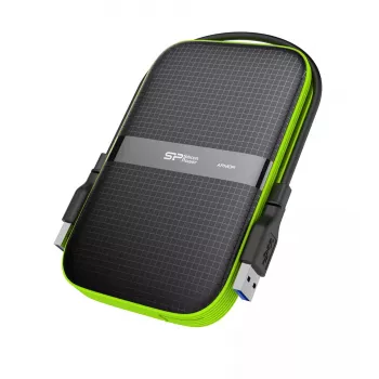Išorinis HDD “Silicon Power Armor A60” 1 TB 2,5 colio USB 3.2 Gen 1, atsparus smūgiams, AES-256, juodas