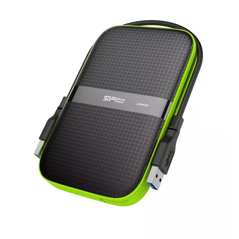 Išorinis HDD “Silicon Power Armor A60” 1 TB 2,5 colio USB 3.2 Gen 1, atsparus smūgiams, AES-256, juodas