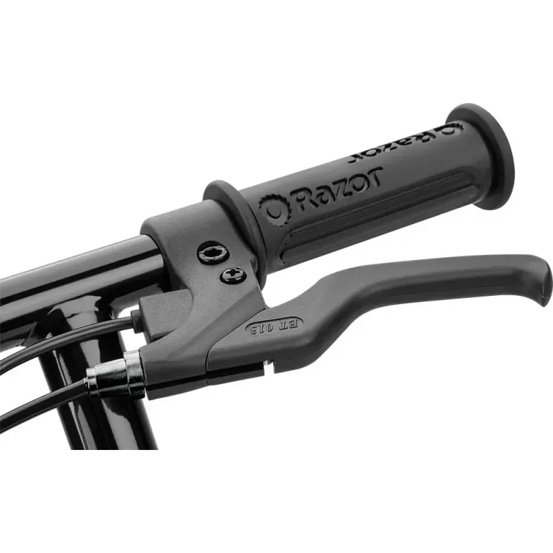 Elektrinis paspirtukas Razor Power Core E90 — 12 V švino baterija, iki 16 km/val. greitis, plieninis rėmas, vientisi ratai, apkrova 54 kg