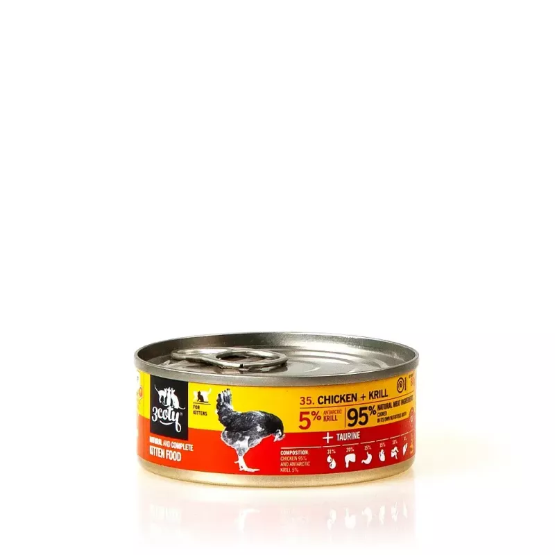 Šlapias kačių maistas 3coty vištiena su kriliais kačiukams, 80 g, visavertis pašaras, be cukraus, be glitimo ir sojos