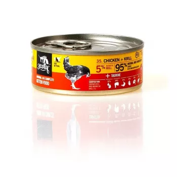 Šlapias kačių maistas 3coty vištiena su kriliais kačiukams, 80 g, visavertis pašaras, be cukraus, be glitimo ir sojos