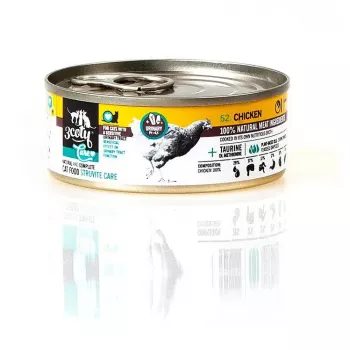 Šlapias kačių maistas 3coty Chicken Struvite care 80 g — šlapio maisto pakuotė, suaugusios katės, vištiena, visavertis pašaras