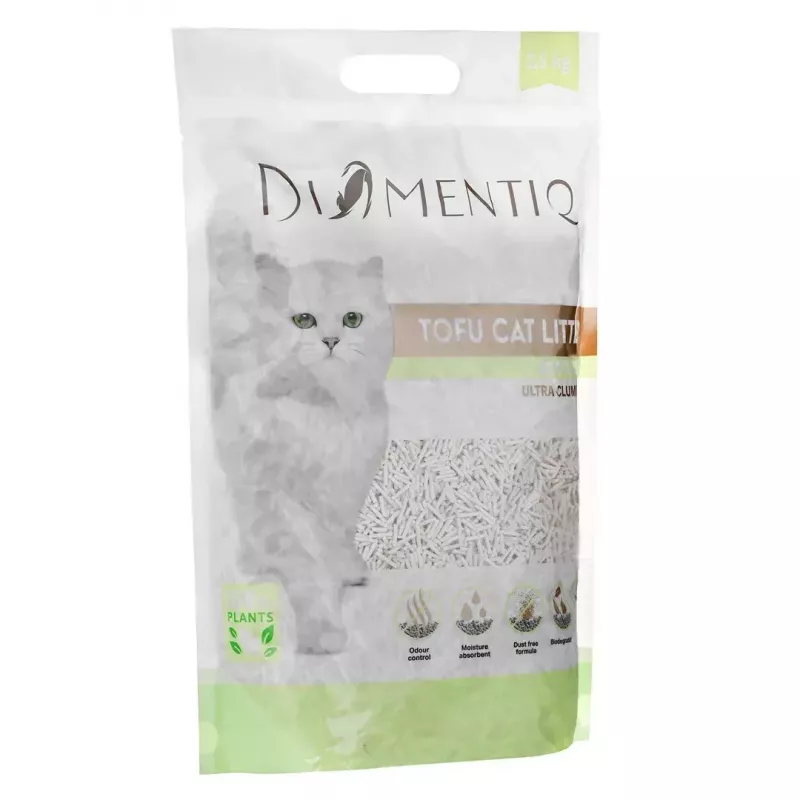 Sulimpantis tofu kačių kraikas DIAMENTIQ Matcha Ultra, žirnių pluoštas, be dulkių, 2,5 kg