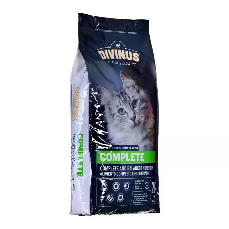 Sausas kačių ėdalas DIVINUS Cat Complete 20 kg — suaugusių kačių palaikomoji dieta, vištienos, 30 % baltymų, 12 % riebalų