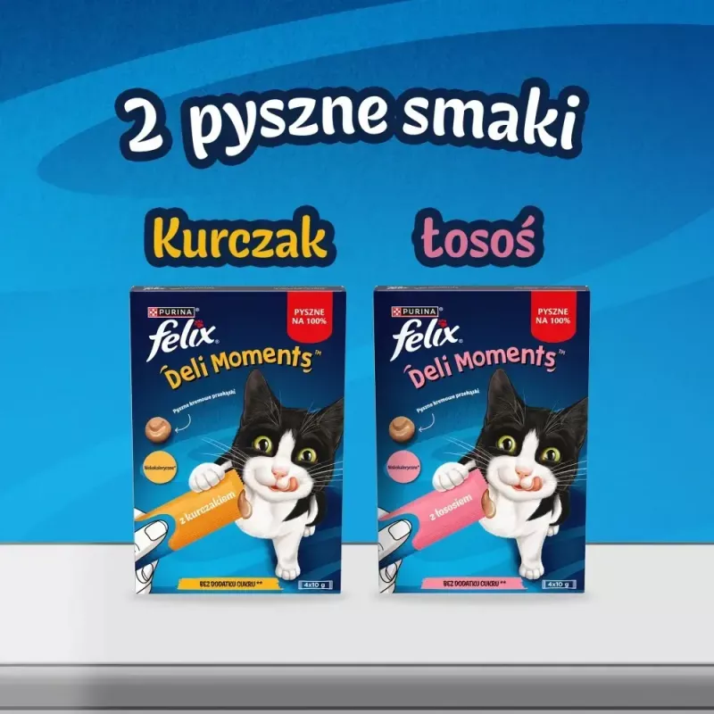 Drėgnas kačių skanėstas Purina Felix Deli Moments Lašišos pasta 4 x 10 g tūtelė