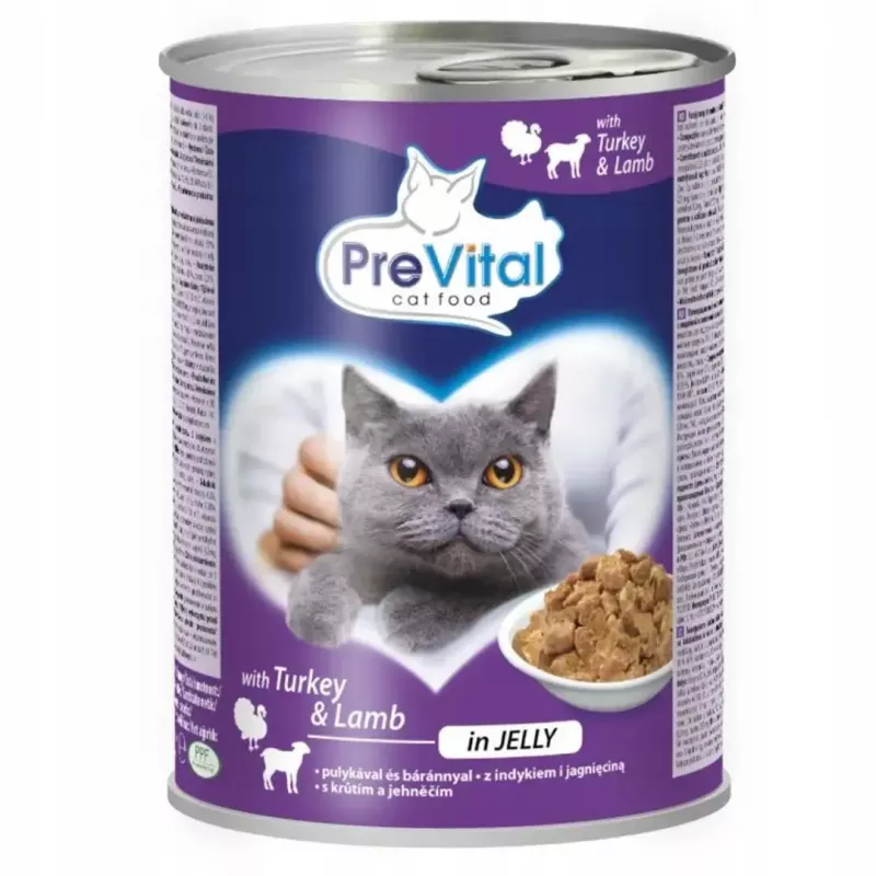Šlapias kačių maistas PREVITAL Turkiena su ėriena želė, 2 x 415 g, 82% drėgmės, 8% baltymų, 4,5% riebalų