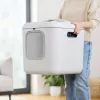rotho Kačių tualetas Biala XL — didelis plastikinis kačių tualetas, baltas, 499×614×576 mm, anglies filtras, pakabinimo anga