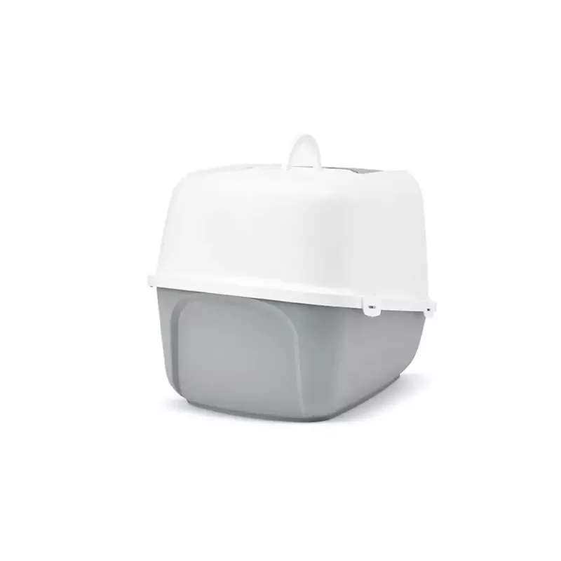 Uždengtas kačių tualetas Savic Nestor Jumbo pilkas baltas 665×485×465 mm, plastikas, aukštis 465 mm
