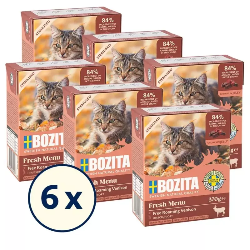 Šlapias kačių ėdalas BOZITA Fresh Menu 370 g suaugusioms katėms, elnienos skonio, be sojos, be glitimo