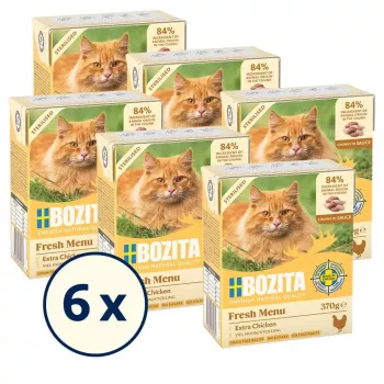 Šlapias kačių ėdalas BOZITA Fresh Menu Chicken 370 g — suaugusioms, visų veislių, svorio kontrolei skirta sudėtis
