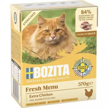 Šlapias kačių ėdalas BOZITA Fresh Menu Chicken 370 g — suaugusioms, visų veislių, svorio kontrolei skirta sudėtis