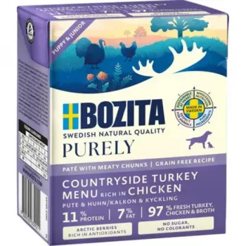 Šlapias šunų maistas BOZITA Purely Chicken & Turkey Adult 370 g, be grūdų ir sojos, 78 % drėgmės