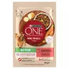 Šlapias šunų maistas Purina Nestlé One Mini/Small Active Beef 85 g — šlapias maistas suaugusiems mažų veislių šunims, 76,4 % drėgmės, 12,5 % baltymų