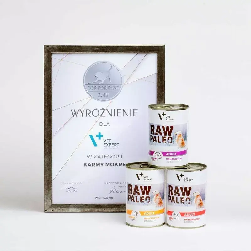 Šlapias šunų maistas VETEXPERT RAW PALEO Adult Monoprotein Turkey 800 g skardinė, be grūdų, be glitimo, maisto alergijoms